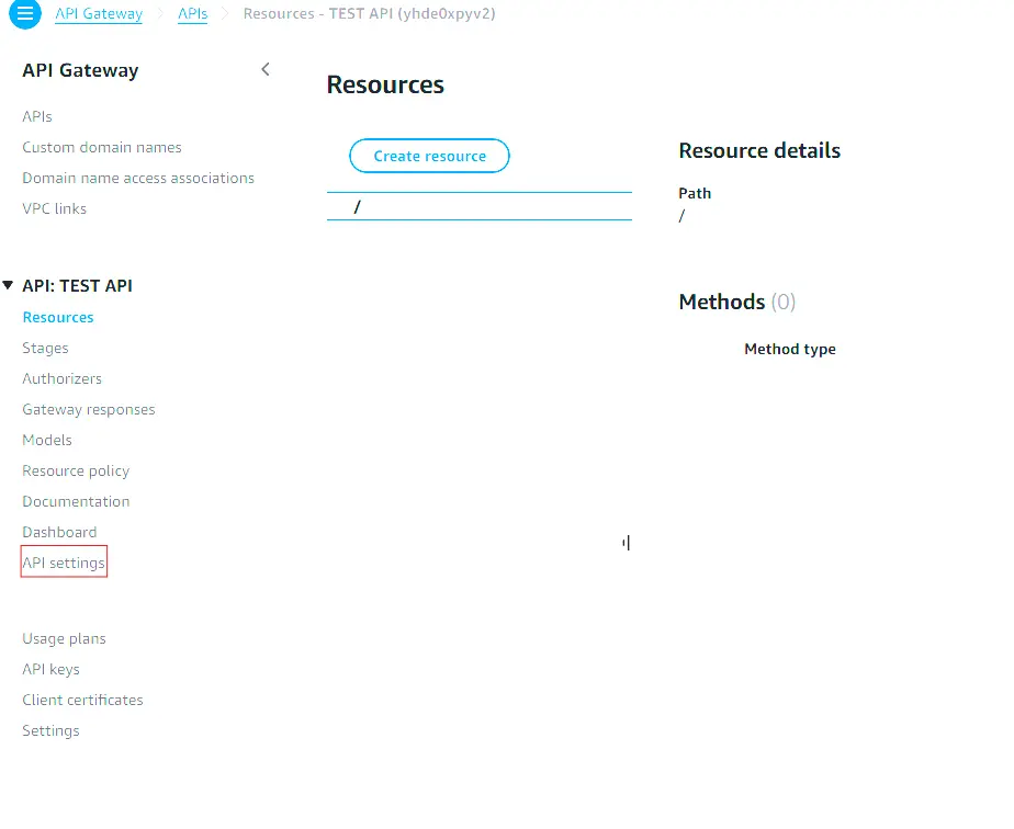 Configuración de API Gateway
